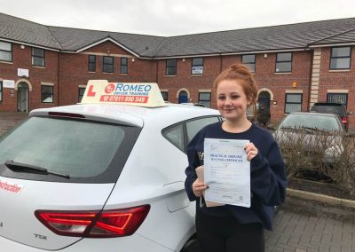 Abbie Roberts after passing their driving test with Romeo Driver Training, Chester