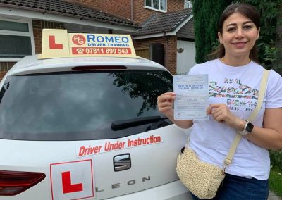 Abeer Ali Al Ameen after passing their driving test with Romeo Driver Training, Chester