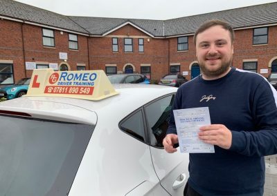 Aiden Ennis after passing their driving test with Romeo Driver Training, Chester