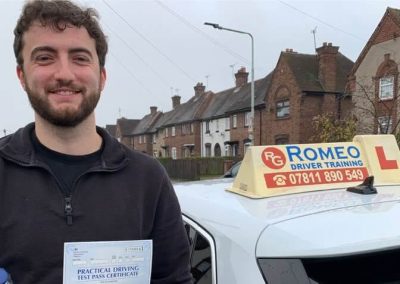 Aiden Farrelly after passing their driving test with Romeo Driver Training, Chester