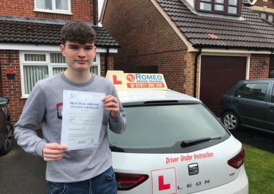 Alex Jones after passing their driving test with Romeo Driver Training, Chester