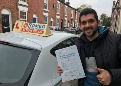 Ali Emad Alatabi after passing their driving test with Romeo Driver Training, Chester