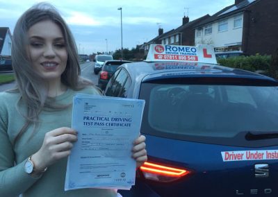 Alice Livingstone after passing their driving test with Romeo Driver Training, Chester