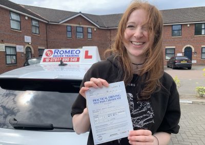 Alice Oldfield after passing their driving test with Romeo Driver Training, Chester