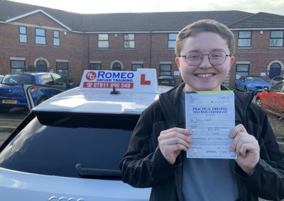Antony Hodgson after passing their driving test with Romeo Driver Training, Chester