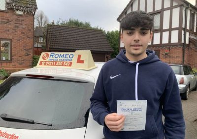 Antony Safina after passing their driving test with Romeo Driver Training, Chester