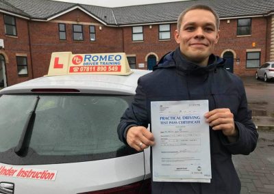 Bartaz Ch after passing their driving test with Romeo Driver Training, Chester
