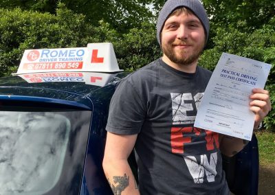 Ben Mcnulty after passing their driving test with Romeo Driver Training, Chester