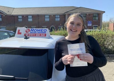 Charlotte Tatton after passing their driving test with Romeo Driver Training, Chester