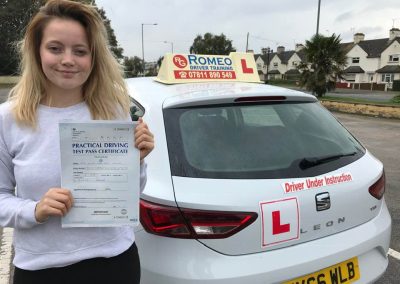 Chloe Slater after passing their driving test with Romeo Driver Training, Chester