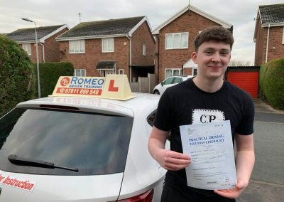 Daniel Blears after passing their driving test with Romeo Driver Training, Chester