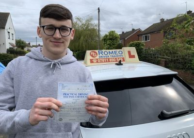 Danny Hughes after passing their driving test with Romeo Driver Training, Chester