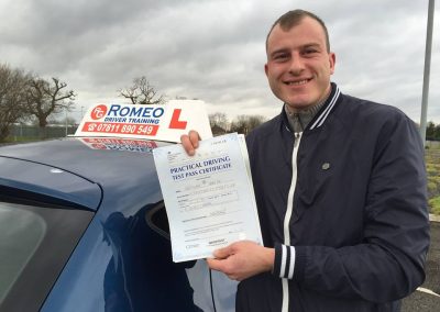 Delvidas Saras after passing their driving test with Romeo Driver Training, Chester