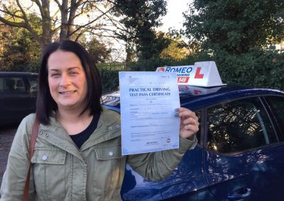 Dionne Todd after passing their driving test with Romeo Driver Training, Chester