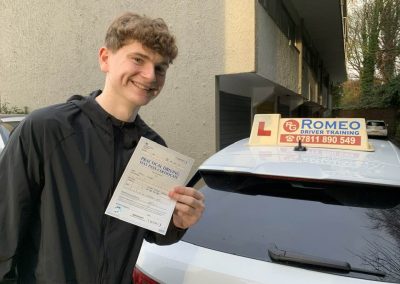 Eben Seager after passing their driving test with Romeo Driver Training, Chester