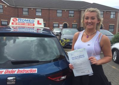 Ellie Davies after passing their driving test with Romeo Driver Training, Chester