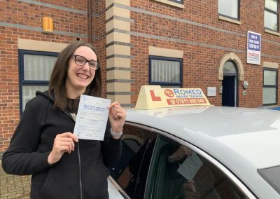 Emily Timperley after passing their driving test with Romeo Driver Training, Chester