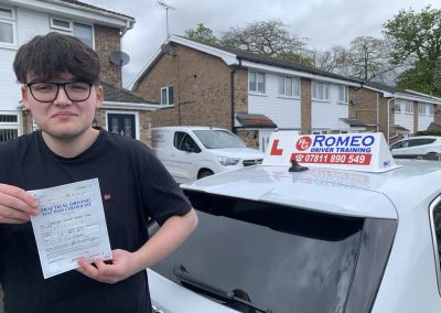 George Vale after passing their driving test with Romeo Driver Training, Chester