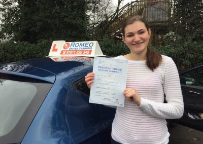 Giedre Skersiene after passing their driving test with Romeo Driver Training, Chester