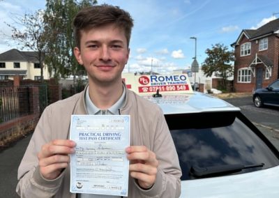 Harvey Anderson after passing their driving test with Romeo Driver Training, Chester