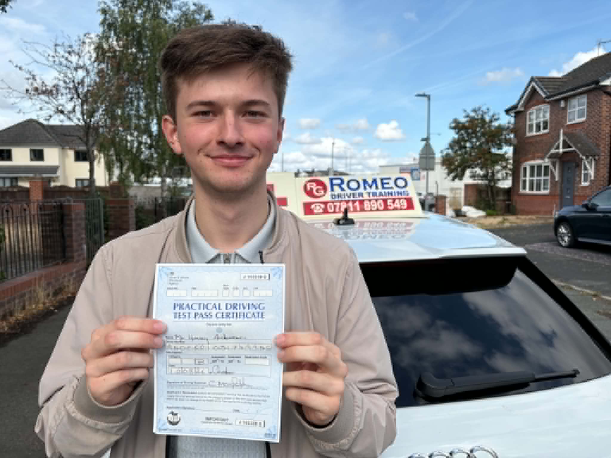 Harvey Anderson with his pass certificate in Chester