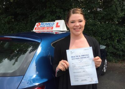 Heidi Polhill after passing their driving test with Romeo Driver Training, Chester