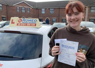 Holly Supple after passing their driving test with Romeo Driver Training, Chester