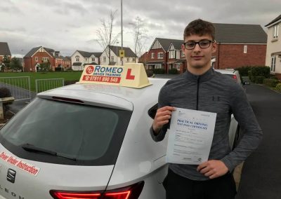 Ibraheem Elserkisi after passing their driving test with Romeo Driver Training, Chester