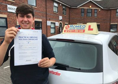 Isaac Yalarakis after passing their driving test with Romeo Driver Training, Chester