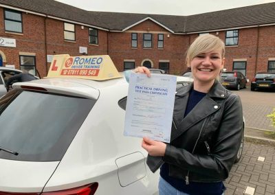 Iwona after passing their driving test with Romeo Driver Training, Chester