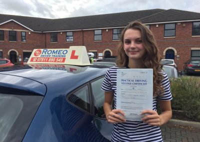 Izzie Maclean after passing their driving test with Romeo Driver Training, Chester