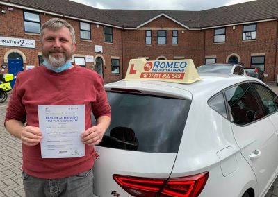 Jacek Bruzda after passing their driving test with Romeo Driver Training, Chester