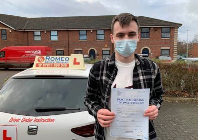 Jamie Barber after passing their driving test with Romeo Driver Training, Chester