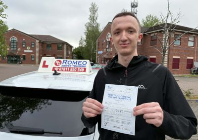 Jamie Lummiss after passing their driving test with Romeo Driver Training, Chester