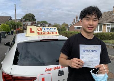 Jason Peng after passing their driving test with Romeo Driver Training, Chester