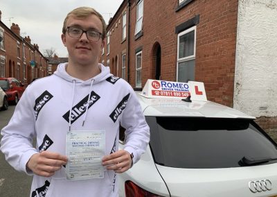 Kacper Jedrzejewski after passing their driving test with Romeo Driver Training, Chester