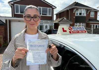 Karolina Turbak after passing their driving test with Romeo Driver Training, Chester