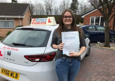 Katie Egerton after passing their driving test with Romeo Driver Training, Chester