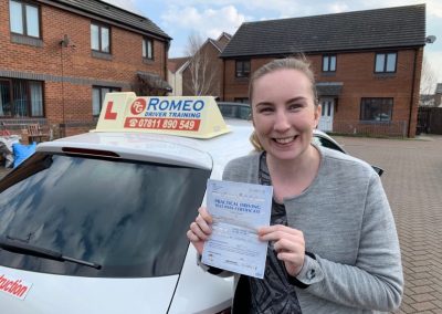 Keely Louise after passing their driving test with Romeo Driver Training, Chester