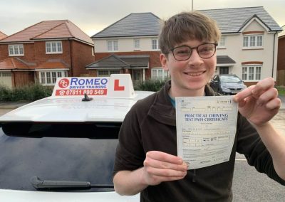 Krzysztof after passing their driving test with Romeo Driver Training, Chester