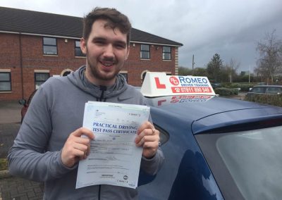 Leon Jones after passing their driving test with Romeo Driver Training, Chester