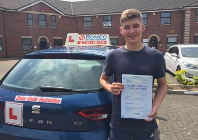 Lewis Jones after passing their driving test with Romeo Driver Training, Chester