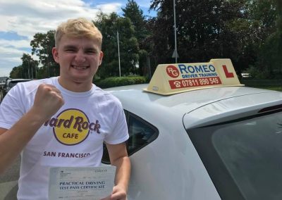 Liam Ramsden after passing their driving test with Romeo Driver Training, Chester
