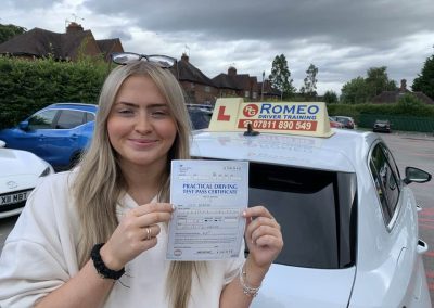 Lily Seager after passing their driving test with Romeo Driver Training, Chester