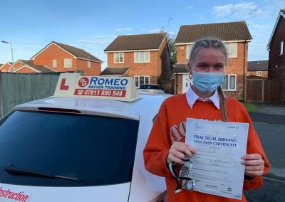 Lola Mackin Cartwright after passing their driving test with Romeo Driver Training, Chester