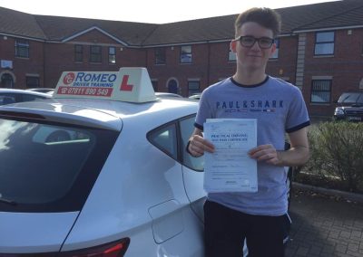 Luca Guzzo after passing their driving test with Romeo Driver Training, Chester