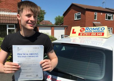 Matt Booth after passing their driving test with Romeo Driver Training, Chester