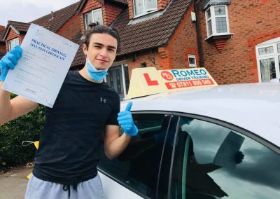 Matthew Williams after passing their driving test with Romeo Driver Training, Chester