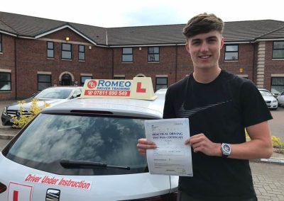 Max Carter after passing their driving test with Romeo Driver Training, Chester