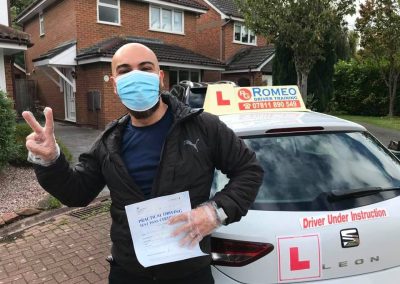 Mustafa Sabah Ezzet Rashad after passing their driving test with Romeo Driver Training, Chester